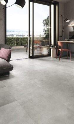Płytki podłogowe, imitacja betonu do salonu - APE Work b cenere.