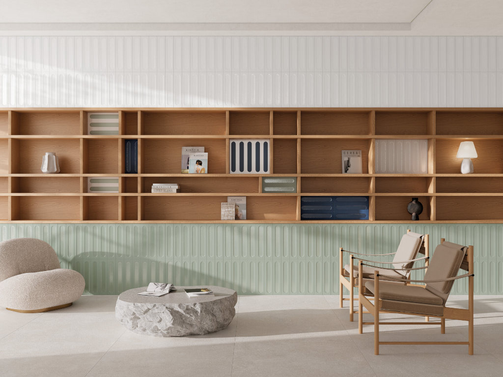 Płytki ścienne ozdobne zielone 3d Harmony DOCS GREEN VALLEY LT/9,5X39,5/R