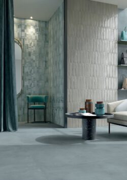 Płytki szare na ścianę błyszczace Marca Corona Multiforme Argento 7,5x30 I853