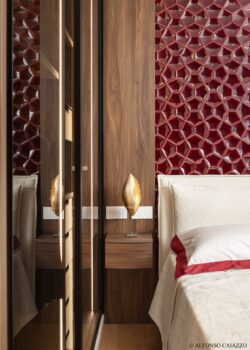 Sypialnia bordowe płytki dekory ścienne Acquario Due PAPILLON Lucida A26 13x20 Bordeaux