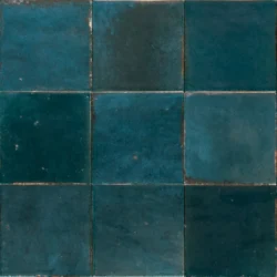 Płytki kwadratowe, niebieskie, błyszczące - Marazzi Lume blue MQ80 10x10 cm Włoskie kafelki retro