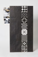 Hiszpańskie płytki Absolut Keramika Guinea 15×90 - czarny marmur, Absolut Keramika Samoa 15×90 - dekor
