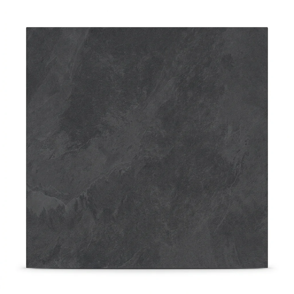 CAESAR Slab2 Dark 120X120 RT grafitowa płytka gres jak łupek. Antypoślizgowa, rektyfikowana, matowa, w ciemnoszarym kolorze.