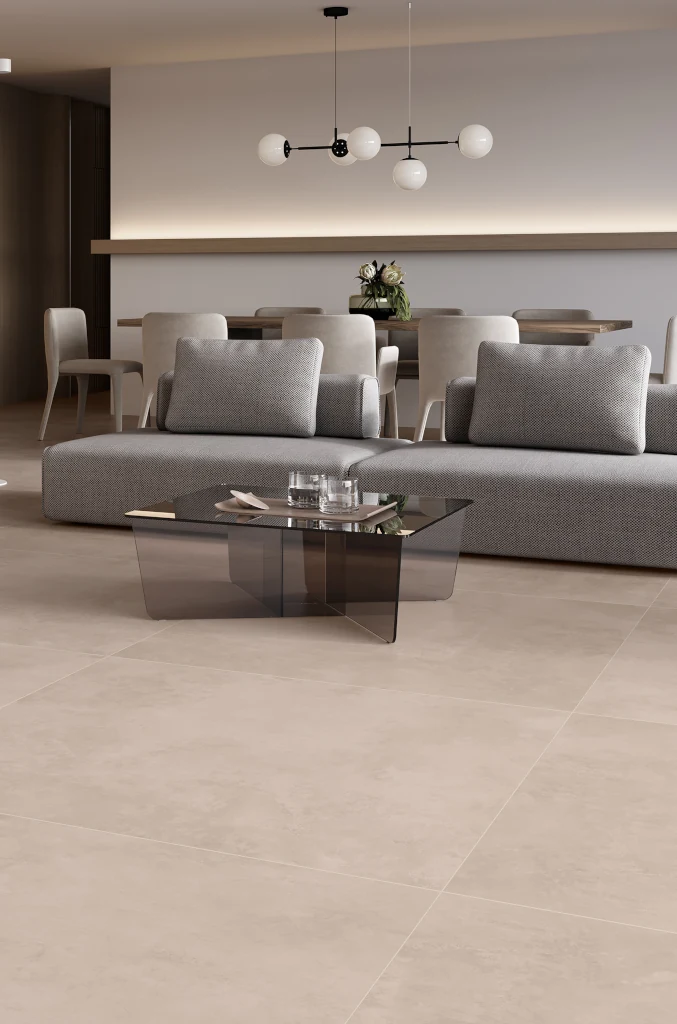Szarobrązowy gres imitujący beton – Vitacer Koru Mink 60×120