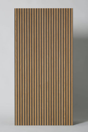 Płytki drewnopodobne, lamele - Rondine Canne 3D Honey Black 60x120 cm. Lamele ceramiczne na ścianę w ciepłych odcieniach drewnianych z czarnymi paskami.