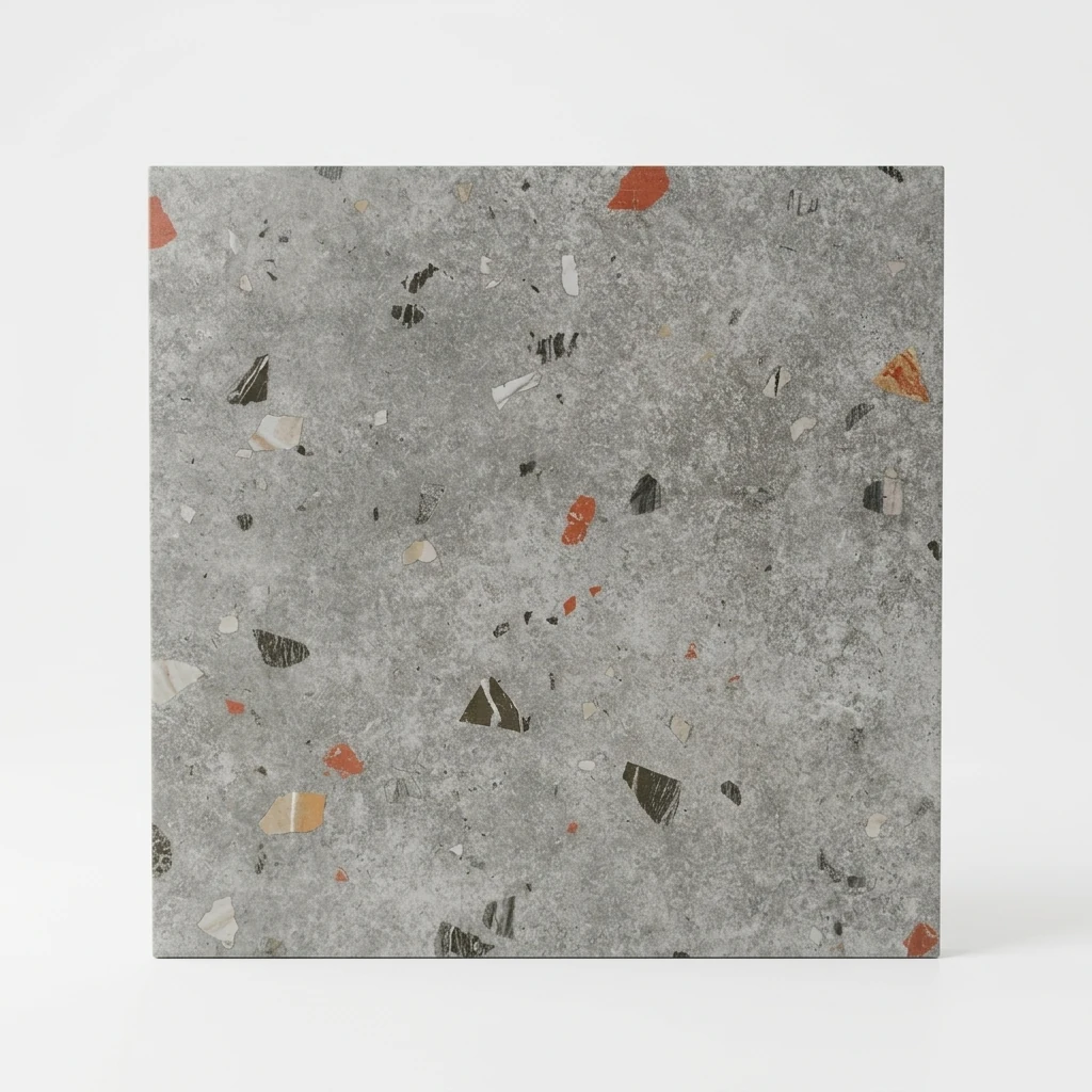 Płytka gresowa, lastryko z kolorowymi kamykami, matowa, szara, rektyfikowana - Bestile BLESLE SILVER 60x60 REC. G.1 BT