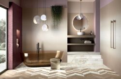 Bordowe płytki łazienkowe 6x24 Marca Corona Miniature Cera Amaranto Jam J426