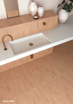 Equipe Corsica SUNDOWN CLAY 5x40 płytki w kolorze terakota glina w łazience na podłodze i ścianie