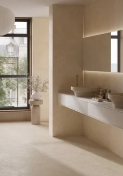 Gres łazienkowy, na podłogę i ścianę, lappato, beżowy - Fanal Origin Salt 60x120 3dsoft