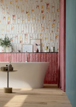 Kafelki dekoracyjne cegiełki łazienkowe ścienne Marca Corona Multiforme 1741 Ramage Caldo 7,5x30cm I880