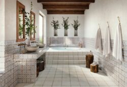 Kafelki łazienkowe, retro - Peronda Fs Atrani LT 33x33cm. Płytki w starym stylu na ścianie w łazience. Kafelki z wielokolorowym wzorem retro.