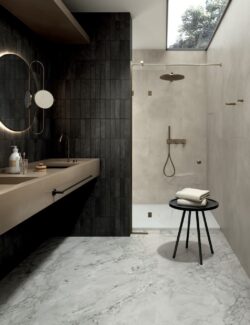 Łazienka imitacja szarego marmuru mat Marca Corona Scultorea Foam Grey Velvet 60x120 J403