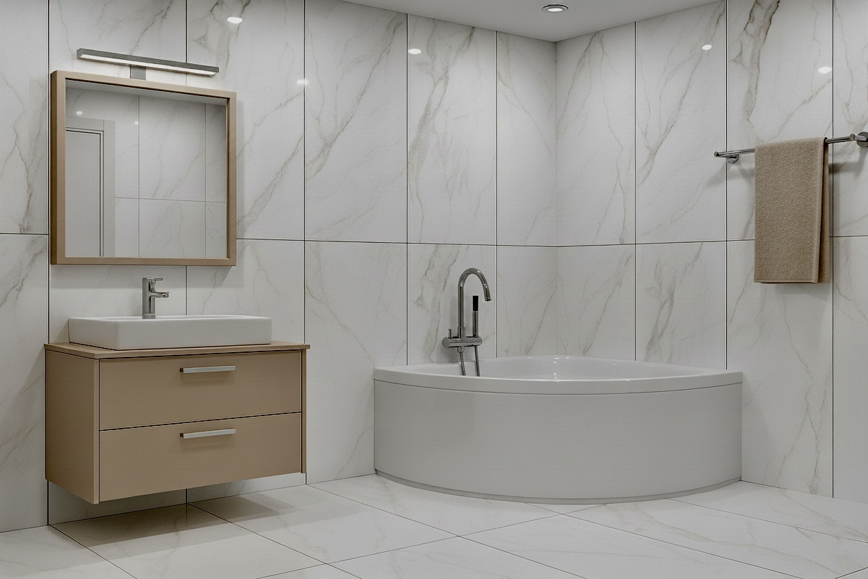 Łazienka płytki marmurowe Museum Lumiere White