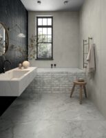 Łazienka płytki szary marmur mat Marca Corona Scultorea Foam Grey Velvet 60x120 J403