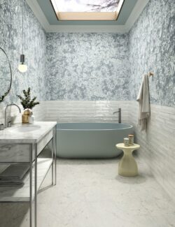 Łazienka z płytkami motyw roślinny Marca Corona Mirabilia Floral Bay 50x120