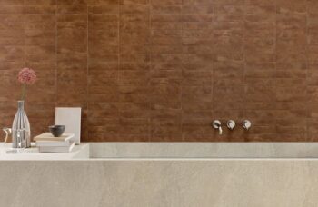 Metaliczne płytki do łazienki na ścianę - Marca Corona FUOCO Corten Bruciato 6x24 cm
