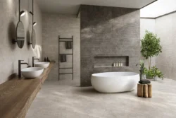 Novabell Landstone Gravel 120x120 LST 181R płytka gres szarobeżowy kamień w łazience