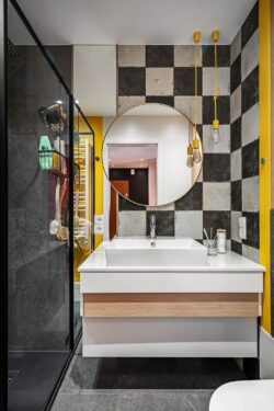 Płytki łazienkowe, biało-czarna szachownica, Peronda Fs DAMERO-N 45x45cm