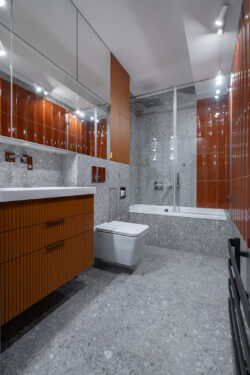 Hiszpańskie płytki dekoracyjne 3D w łazience na ścianie łazienka - Harmony BOW BROWN 15x45