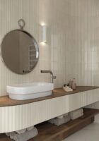 Płytki 3d łazienkowe na ścianę białe ciepłe Marca Corona Miniature Rima Burro 6x24 K051