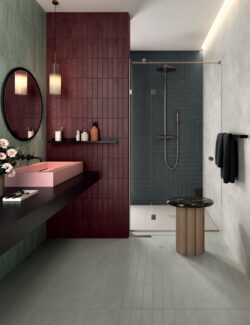 Płytki cegiełki łazienkowe bordo burgund 6x24 Marca Corona Miniature Cera Amaranto Jam J426