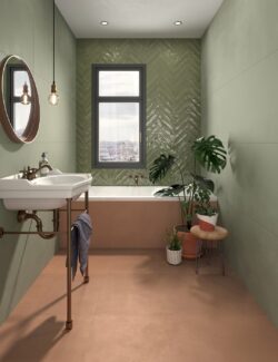 Płytki cegiełki zielone łazienka Marca Corona Multiforme Giada 7,5x30