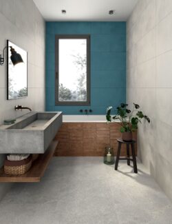 Płytki corten łazienka - Marca Corona Miniature Fuoco Corten Bruciato 6x24cm, Obudowa wanny z płytek matowych płytek cegiełek.