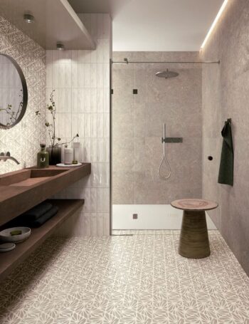 Płytki heksagonalne łazienka - Marca Corona Terracreta CESELLO ARGILLA 25x21,6 cm