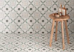 Płytki łazienkowe we wzory - Harmony Sirocco Green Flower 22,3x22,3