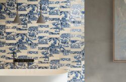 Płytki ozdobne niebieskie łazienka Marca Corona Miniature Fregio Blu Maiolica 6x24 cm