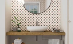 Płytki vintage marokański wzór dekoracyjny w łazience na ścianie - Gayafores Grace Beige 33,15x33,15 cm