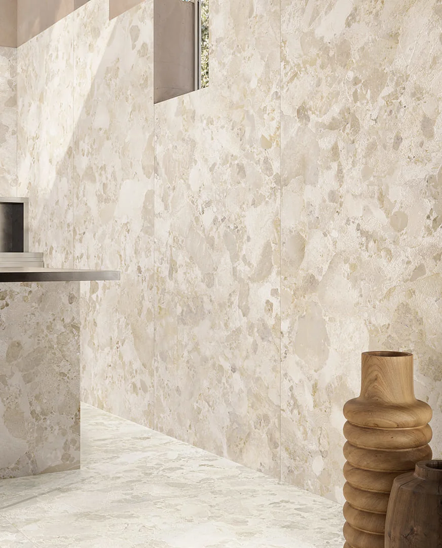 Duże płytki gresowe imitacja kamienia ściana Pastorelli Levante Pure 120x120