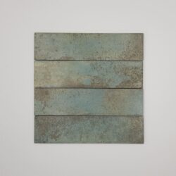 Płytka włoskie metaliczne zielone - Marca Corona FUOCO VERDE RAME 6x24 cm. Kafelki imitujące metal w małym formacie cegiełki.