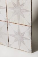 Glazura patchwork - Peronda FS STAR WHITE LT 45x45 cm. Białe, hiszpańskie płytki ze wzorem dekoracyjnym w gwiazdki w macie i połysku.