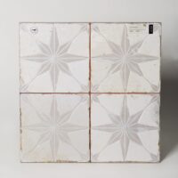 Kafelki patchwork - Peronda FS STAR WHITE LT 45x45cm. Płytki trójwymiarowe na podłogę i ścinę z białą powierzchnią 3D ze wzorem w gwiazdki w macie i połysku.