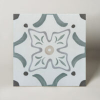 Harmony Sirocco Green Flower 22,3x22,3 - Kafle we wzory. Płytki łazienkowe z zielonym motywem roślinnym.