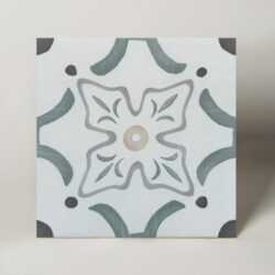Harmony Sirocco Green Flower 22,3x22,3 - Kafle we wzory. Płytki łazienkowe z zielonym motywem roślinnym.