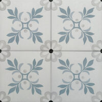 Płytki z niebieskim wzorem roślinnym na podłogę - Harmony Sirocco Blue Garden 22,3x22,3cm