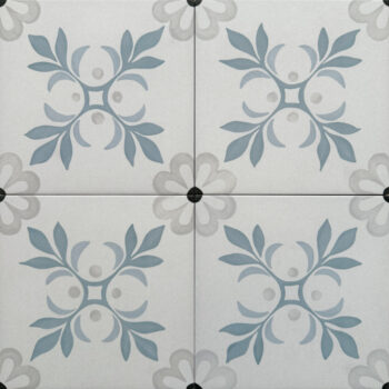 Płytki z niebieskim wzorem roślinnym na podłogę - Harmony Sirocco Blue Garden 22,3x22,3cm