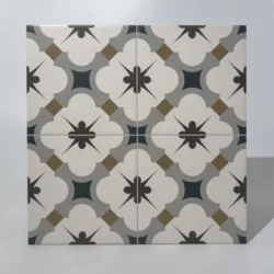 Kafelki retro wzór geometryczny Gayafores Grace Grey 33,15x33,15. Matowe płytki retro na podłogę i ścianę