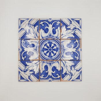 Płytki retro - Peronda Fs Minori LT 33x33cm. Kafelki kuchenne, łazienkowe z matowo - błyszczącą, postarzana strukturą, pokryta niebiesko-białym wzorem dekoracyjnym
