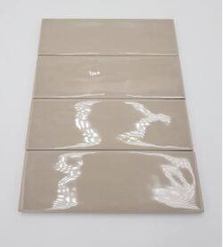 Małe płytki szarobrązowe, połysk - Harmony Glint Taupe 5x15cm