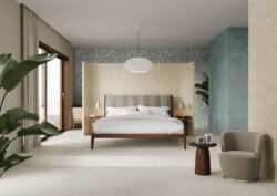 Płytki cegiełki kaszmirowe na ścianę do sypialni Marca Corona Miniature Cera Cashmere Melato 6X24 J424. Włoski gres ścienny.