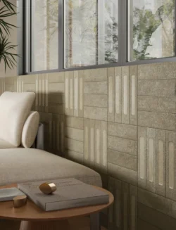 Płytki ceglane szarozielone dekor ściana Marca Corona Miniature Fornace Formella Verde Muschio 6x24cm J423