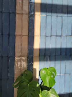 Hiszpańskie płytki dekoracyjne na ścianę - Harmony Highland Taupe, Denim 7.5x30