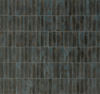 Płytki metaliczne na ścianę niebieskie - Marca Corona FUOCO BLU IRON 6x24 cm. Włoskie kafelki gresowe na ścianę imitujące metal w odcieniach niebieskiego, brązu i rdzy.