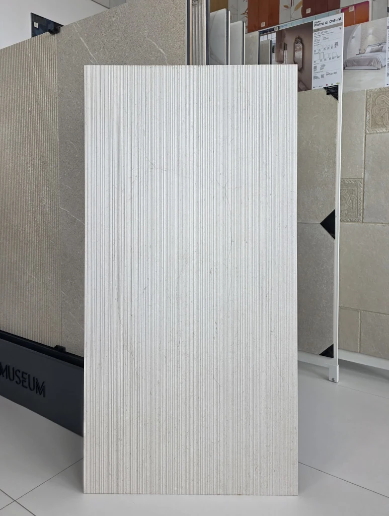 Ryflowane płytki ścienna 3d NUMEN WHITE WALL DEC SP/60X120X1,2/C/R
