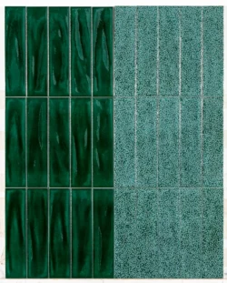 Zielone płytki cegiełki dekor i baza - Cerasarda Porto Rotondo Costa Esmeralda Galuchat 6x25