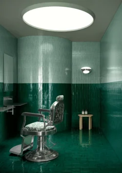 Zielone płytki cegiełki ścienne połysk - Cerasarda Porto Rotondo Costa Esmeralda 6x25 cm