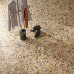 Płytki lastryko, beżowe, kolorowe kamyczki, matowe, na podłogę - Cerdomus Neoclassica Ambra 60x120 Brushed.